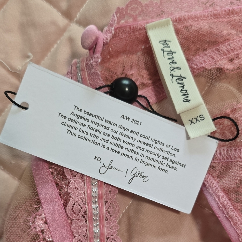 For Love And Lemons Pink Satin Lace Garter Belt Size XXS NWT - Picture 5 of 5